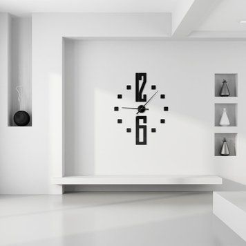 Самоклеящиеся часы большие настенные 3D наклейка акриловая 100 см Проспект Черный 200 фото