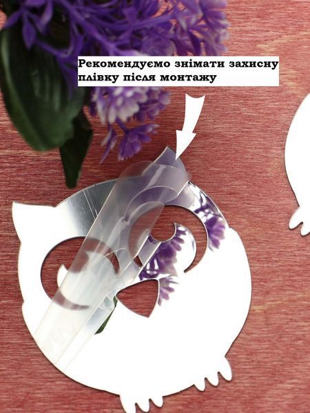 Интерьерные наклейки на стену зеркальные декоративные Совушки 7.4х6.9 см 4 шт. Серебро 62 фото
