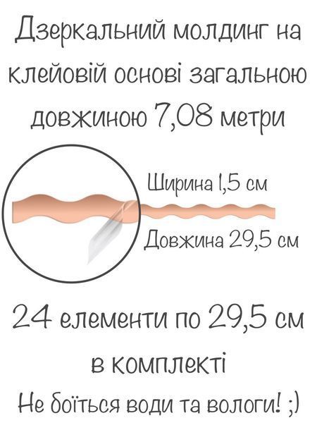 Интерьерные акриловые наклейки зеркальные на стену Молдинг волнистый-15 24 шт. Бронза 89 фото